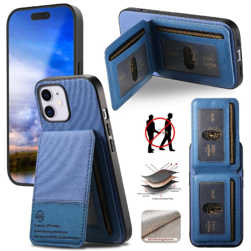 Photos - Case  Compatible with iphone 14 Plus  Leather  Shockproof Rfid Blocking Wallet(Blue)