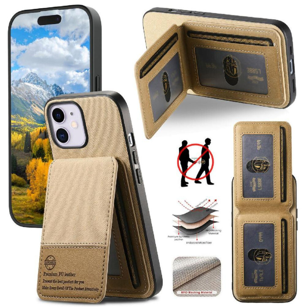 (Yellow) Compatible With Iphone 14 Case Rfid Blocking Shockproof Leather Case Wallet Yellow 764563536658