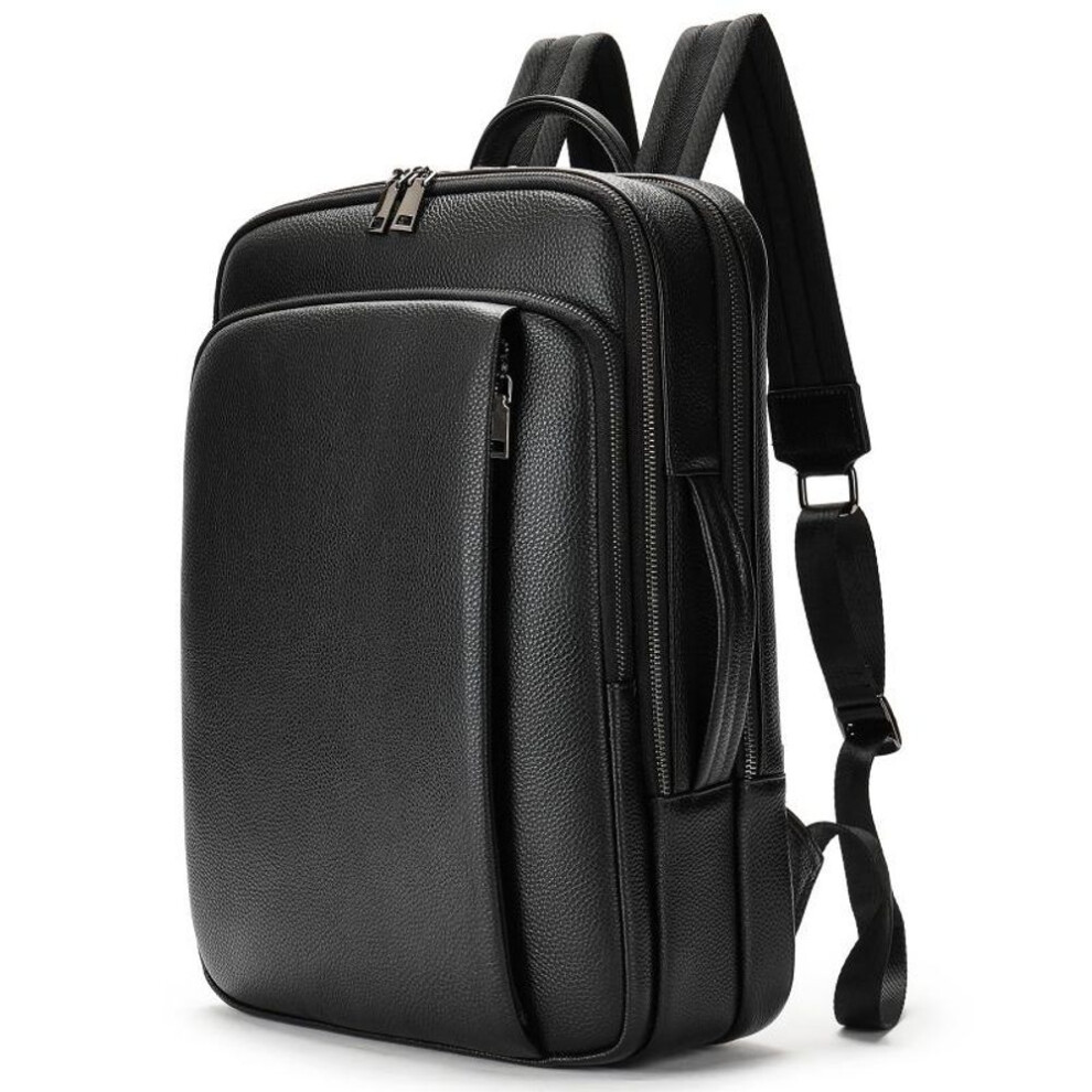 (black) Retro Mad Horse Leather Backpack For Men Premium Genuine Leather Large Capacity Leisure Backpack For Business Travel Computer Bag For Men