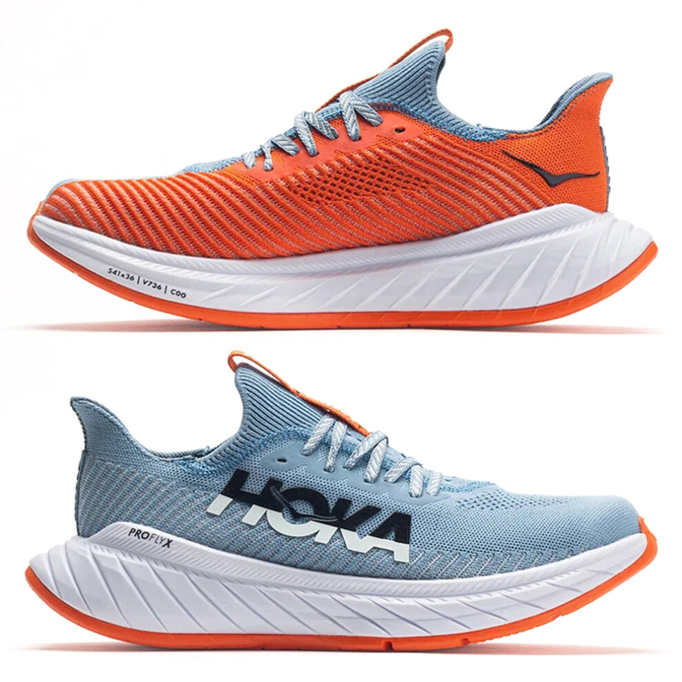 (Deep Orange, UK10.5/EU45) HOKA ONE ONE Carbon X3 Radiant Unisex Running Shoes Jogger Sports Trainers Gym Sneakers Wear-resistant