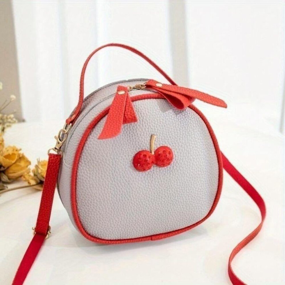 (white) New Women's Messenger Bag Female Small Simple Cherry Crossbody Shoulder Bag Mini Backpack Handbag