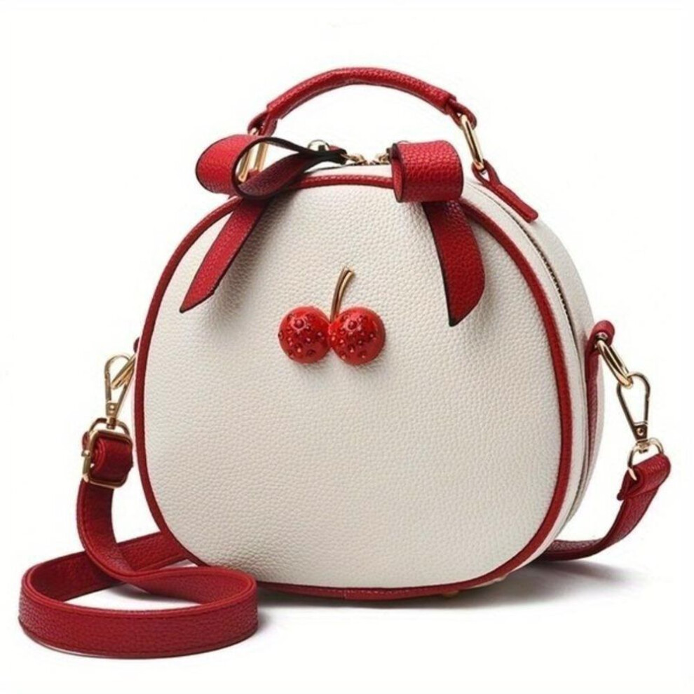 (light grey) New Women's Messenger Bag Female Small Simple Cherry Crossbody Shoulder Bag Mini Backpack Handbag