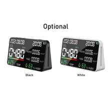 (As show, One size) 5 in 1 Air Quality Monitor LED Digital CO2 HCHO TVOC Temperature Humidity Tester USB Rechargeable Indoor NDIR Carbon Dioxide Meter for Room Office Gre