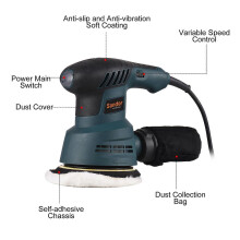 (As show, One size) Random Orbit Sander, 2.5-Amp 300W Orbital Sander with 6 Variable Speeds,5000- 13000 OPM, 20 Sanding Discs, Sponge Disc, Wool Disc, Tool, Efficient Col