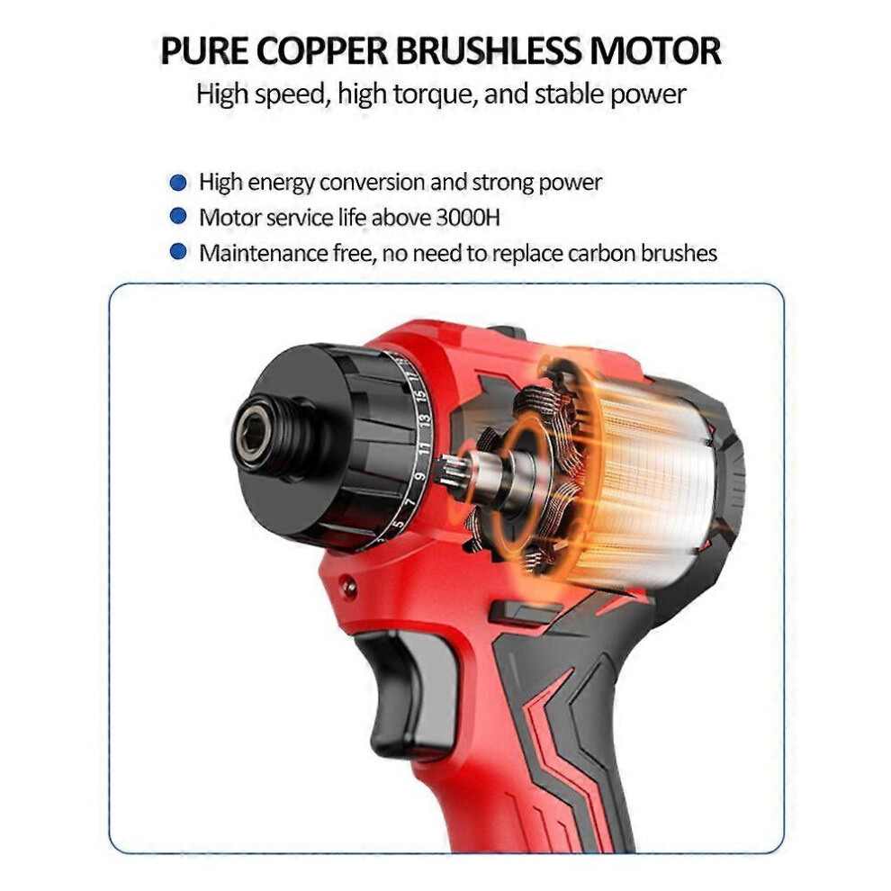 (As show, One size) KKNOON 21V Lithium Screwdriver Torque Adjustable 2 Speed Control Modes Multifunctional Repairing Tool Kit Brushless Motor Electric-image-OPC-PHFWD2H-NEW