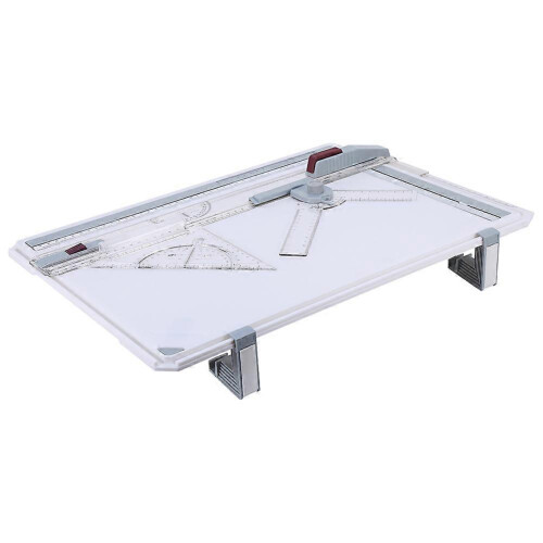 (As show, One size) White A3 Drawing Board Drafting Table with 2 Parallel Rulers and 2 Corner Clips 1