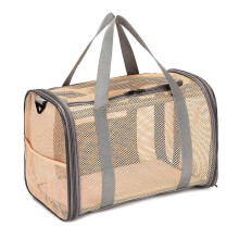(As show, One size) Breathable Mesh Pet Carrier Large-Space Cat Carrying Bag with Shoulder Strap & Removable Mat Foldable Pets Travel Carriers for Cats Dogs