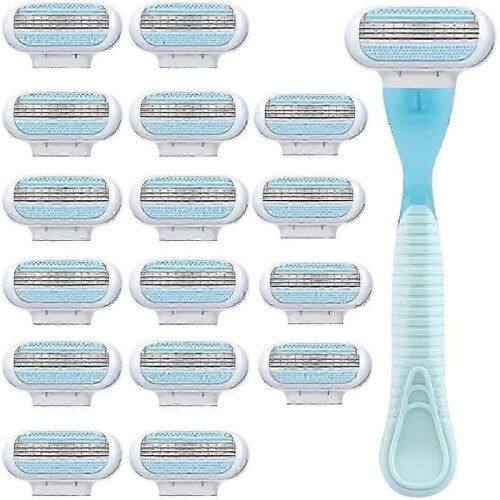 Women's Razor Blades Refills - 16 Pack, Smooth Glide for Comfortable Shave, Blue Handle