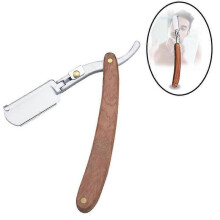 Straight Razor with Real Wood Handle with Blade Holder