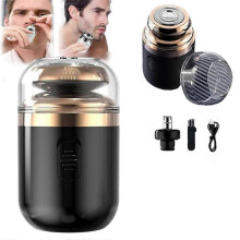 (Black) 2-in-1 Portable Mini Capsule Shaver, Washable Electric Beard Razor for Men UK
