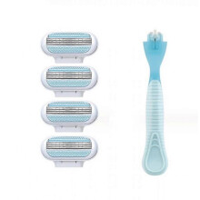 4 Blades and Blue handle, Smooth Women's Razor Blades, Smooth Close Shave