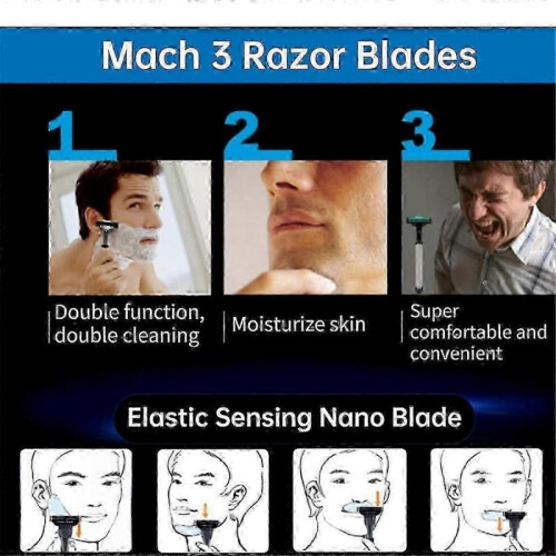 32 Pack Razor Blades Refills Compatible with Manual Mach 3 Shaving System 2