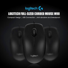 (As show, One size) Logitech M90 Corded Mouse Universal Office Classroom Mouse Optical Tracking Full-size Design 1000dpi for PC Laptop