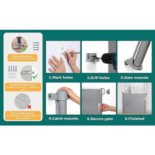 (As show, One size) Retractable Safety Gate-Gray 1