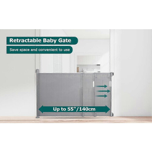 (As show, One size) Retractable Safety Gate-Gray