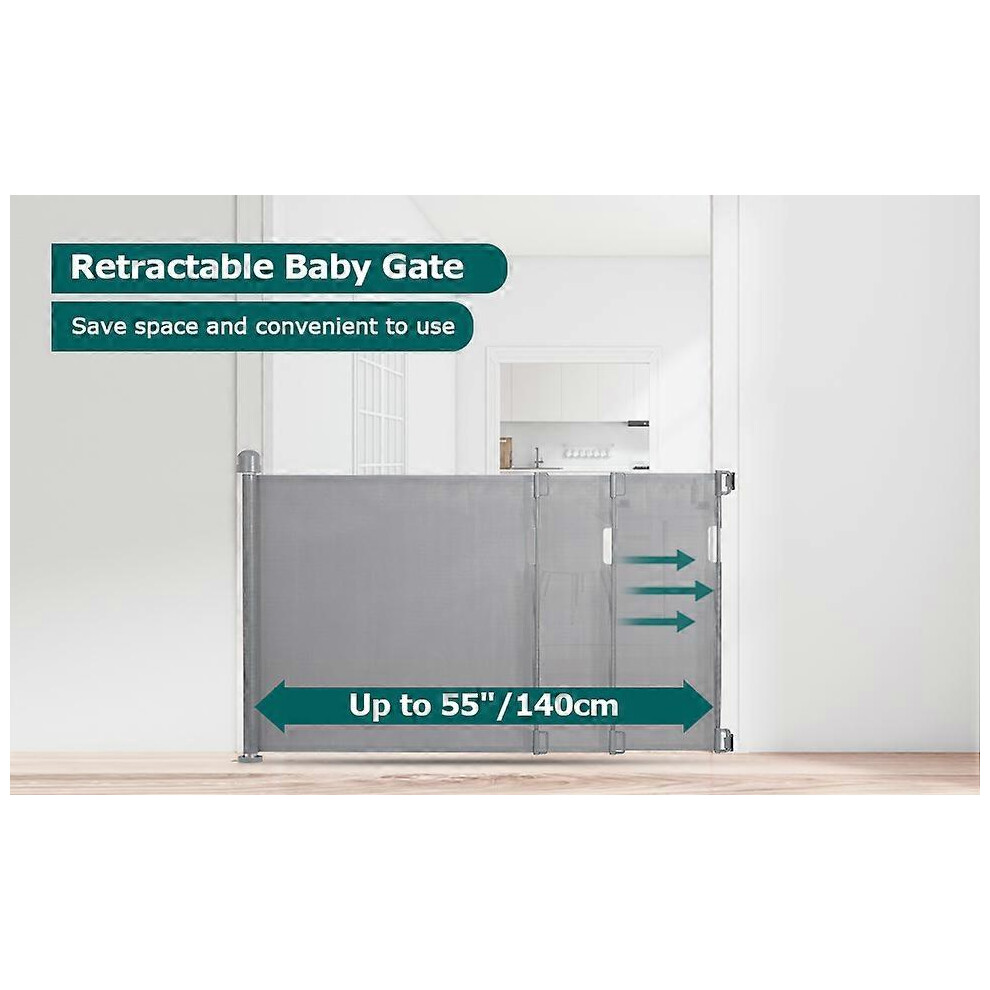(As show, One size) Retractable Safety Gate-Gray