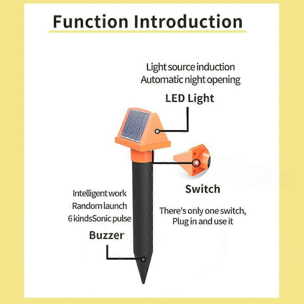 (As show, One size) Mole Repeller Solar Powered Sonic Mole Deterrent Spikes Mice Snake Repellent IP66 Waterproof for Farm/Lawn/Garden/Yard Voles, Goph-image-OPC-PHFWQSH-NEW
