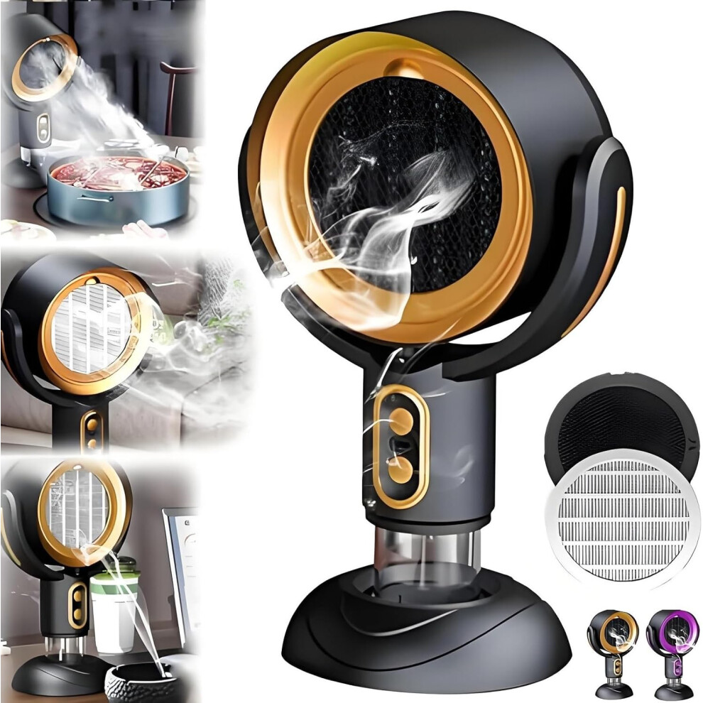 (Plug-In, ) Purifier For Smoke, Portable Smokeaway Fan, Removable And Washable Filter, Smoke Fan For Smoking Indoors,For Indoor Bbq,Hot Pot Gold