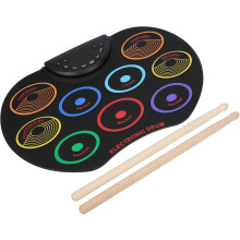 (#1, #1) Portable Colorful Electronic Drum Set 9 Drum Pads MP3 Connectivity for Musical Instrument Parts and Accessories with Dual Power