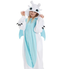 (110) Kigurumi Dragon Pajamas One Piece White Pajamas For Men Women Animal Jumpsuit Halloween Costume
