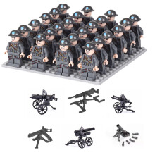 (24pcs-A) 24pcs War II the British and German armies Desert Military Sodiers Weapons Minifigures Kids Toys Gifts