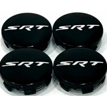 4x 2.5 in SRT Wheel Center Caps – Gloss Black Chrome with SRT Letters (63mm) Fits Challenger, Charger, Durango, Grand Cherokee, Chrysler 300