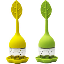 2 tea brewers, live leaf tea brewers, silica gel bags with stainless steel filter balls (fluorescent yellow and lime)