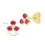 Floral Ruby Three Stone Stud Earrings in 9ct Yellow Gold 4