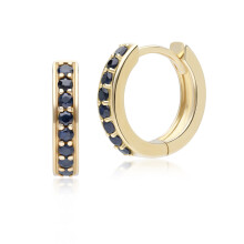132E2846019 Classic Sapphire Huggie Hoop Earrings in 9ct Yellow Gold with Gradient Sapphires