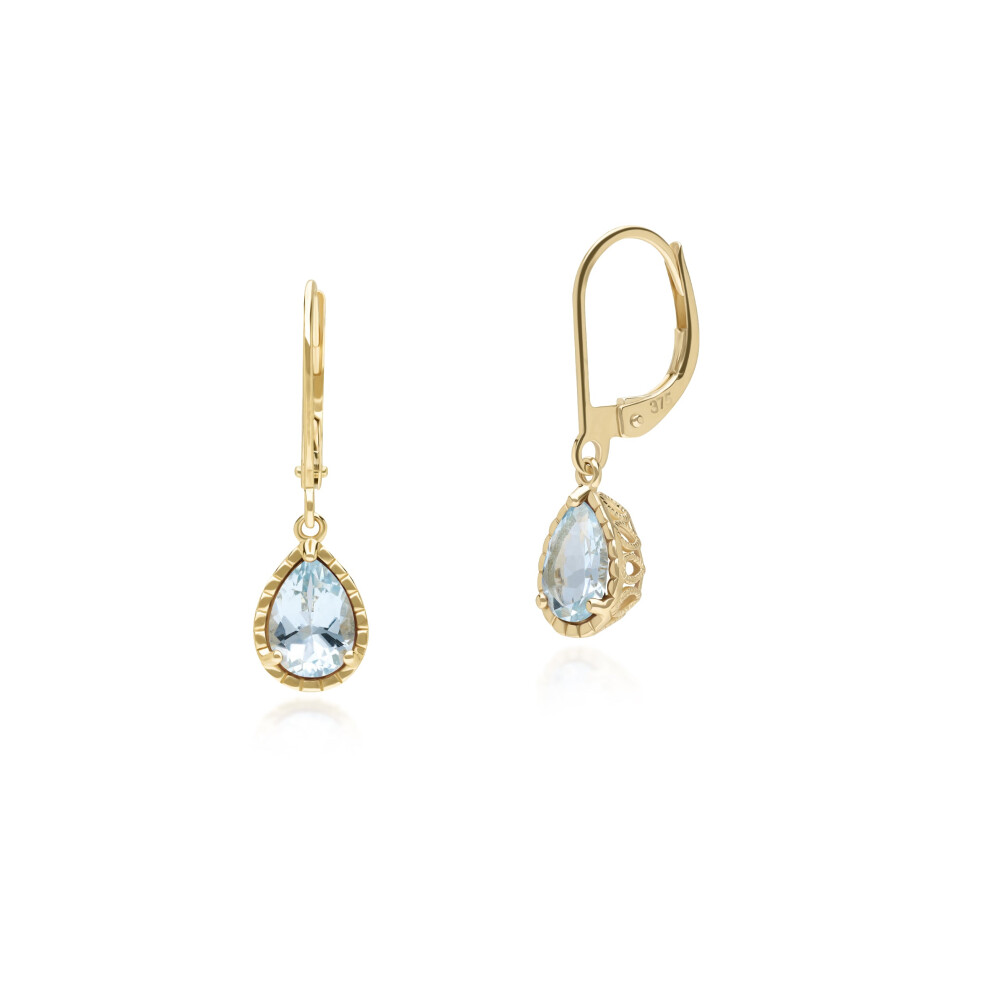 Photos - Earrings Gemondo Classic Pear Aquamarine Dangle  in 9ct Yellow Gold 