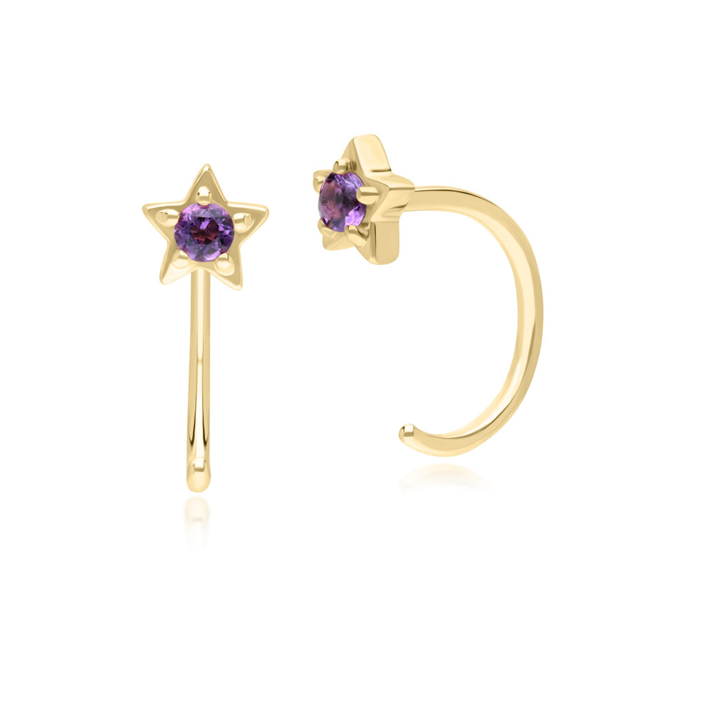 Boucles d'oreilles créoles classiques modernes en améthyste en or jaune 9 carats