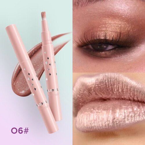 8 Colours Pearlescent Liquid EyeshadowSoft BrushDiamond HighlightLiquid EyeshadowSwirl Lip Gloss 06# 1