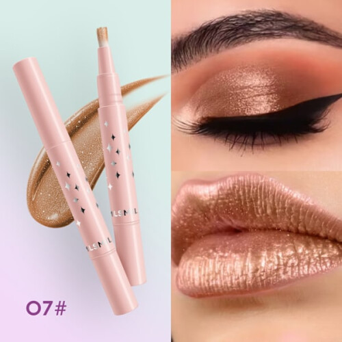 8 Colours Pearlescent Liquid EyeshadowSoft BrushDiamond HighlightLiquid EyeshadowSwirl Lip Gloss 07# 1