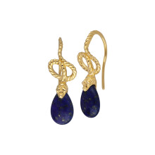 ECFEW Lapis Lazuli Winding Snake Drop Earrings In Sterling Silver