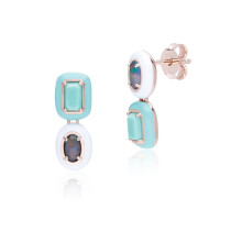 Siberian Waltz Triplet Opal & Turquoise Drop Earrings In Sterling Silver