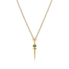 Collier pendentif épée émeraude ECFEW en or jaune 9 carats