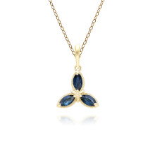 Collier avec pendentif en saphir marquise floral en or jaune 9 carats