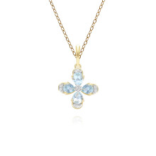 Floral Topaz & Diamond Pendant Necklace in 9ct Yellow Gold