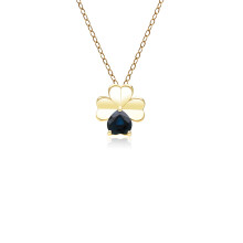 Collier avec pendentif trèfle saphir gardénia en or jaune 9 carats