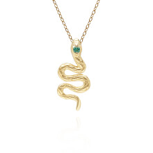 Pendentif serpent émeraude ECFEW en or jaune 9 carats