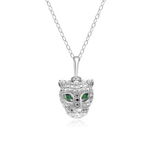 Pendentif guépard ECFEW « The Unifier » en tsavorite et diamants en or blanc 9 ct