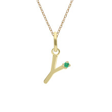 Collier avec initiale Y en or jaune 9 carats et émeraude