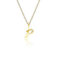 Pendentif lettre P en or jaune 9 carats avec diamant