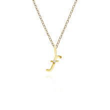 Pendentif lettre F en or jaune 9 carats avec diamant
