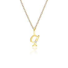 Pendentif lettre Q en or jaune 9 carats avec diamant