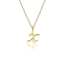 Diamantanhänger mit dem Buchstaben X aus 9 Karat Gelbgold