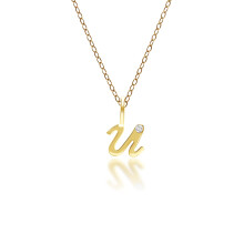 Pendentif Alphabet Lettre U Diamant en or jaune 9 carats