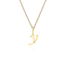 Pendentif lettre Y en or jaune 9 carats avec diamant