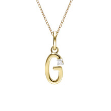 Collier avec initiale G en or jaune 9 carats et diamants