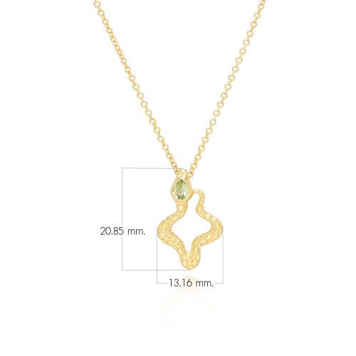 Collier pendentif serpent péridot ECFEW en argent sterling plaqué or 2